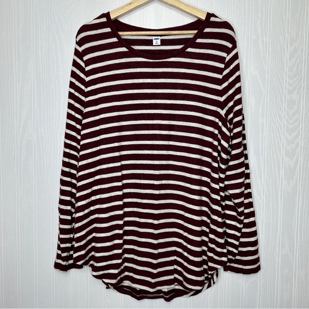 Old Navy Maroon Striped Long Sleeve Plush Shirt Size XXL